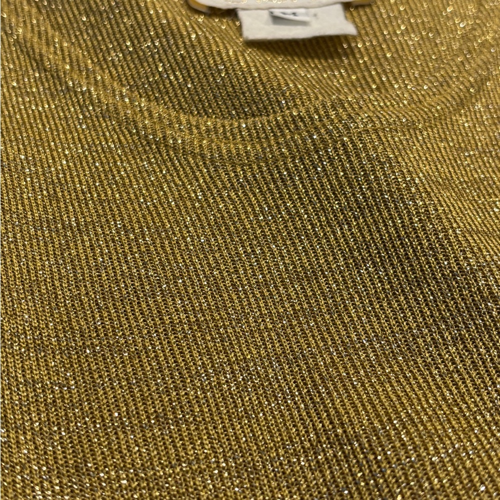 Gold Metallic Tank Top - Women's Shimmery Knit Cache size M - Picture 3 of 7